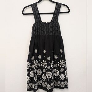 Max Studio Black And White Floral Eyelet Cotton Tank Dress sz S Boho Whimsigoth